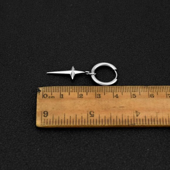 Stainless Steel Punk Cross Star Dangle Earrings for Men Women, Hypoallergenic, L - Picture 4 of 6